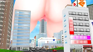 Riding the SkyTree (Giantess/Size Fetish) [MMD]